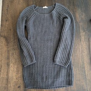 Silence and Noise Sweater Dress Peekaboo Back Dark Grey Knit